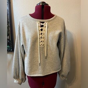 CAD Lace-Up Balloon Sleeve Sweatshirt XS